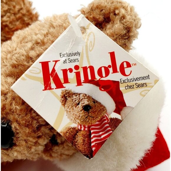Sears Exclusive Kringle Plush Stuffed Brown Bear Santa Hat Scarf Vintage NEW - Picture 6 of 6